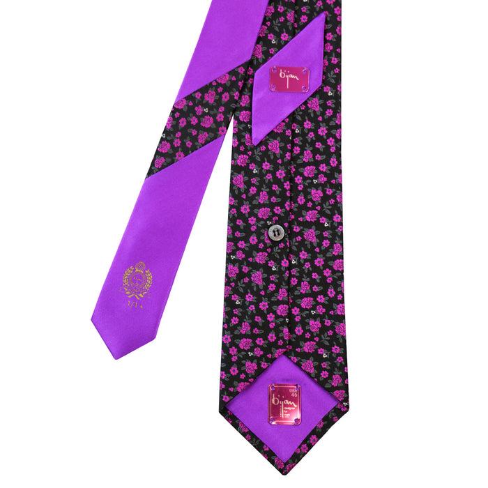 Bijan Bijan Purple Floral Pure Silk Tie Set
