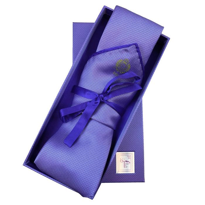 bijan Bijan Purple Pure Silk Tie Set