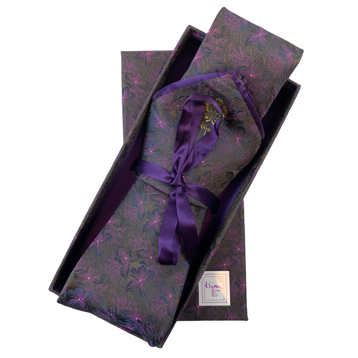 bijan Bijan Purple Pure Silk Tie Set
