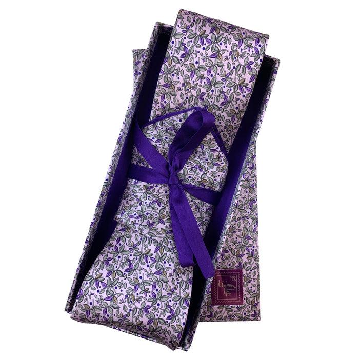 bijan Bijan Purple Pure Silk Tie Set