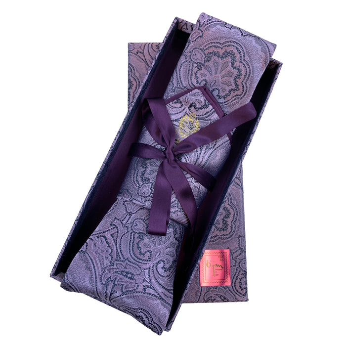 bijan Bijan Purple Pure Silk Tie Set