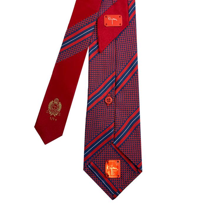 Bijan Bijan Red And Blue Pure Silk Tie Set