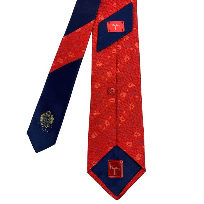 Bijan Bijan Red And Navy Pure Silk Tie Set
