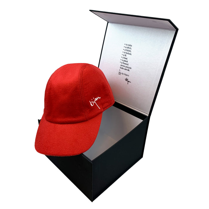 Bijan Bijan Red Cashmere Cap