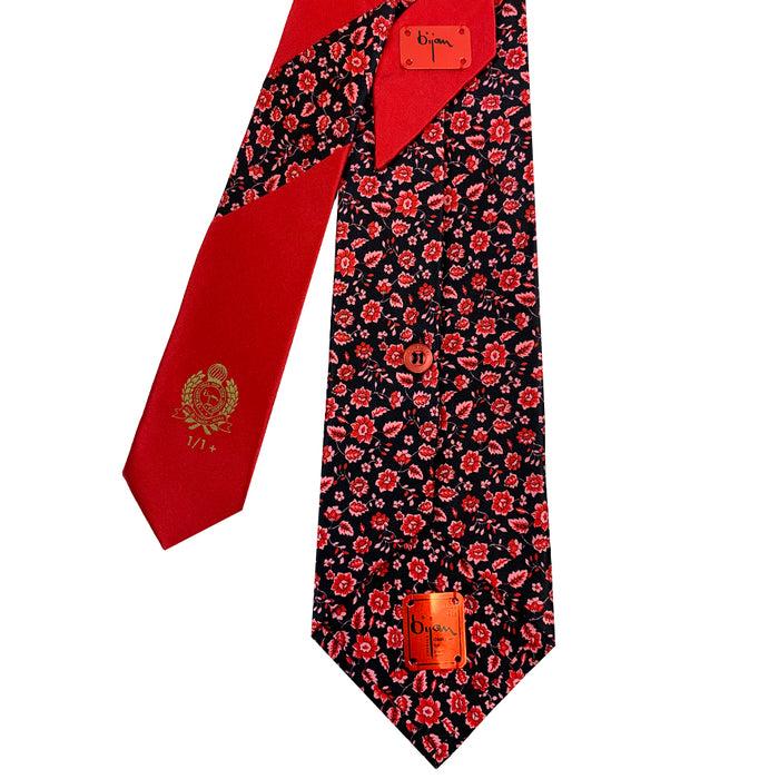 Bijan Bijan Red Pure Silk Tie Set