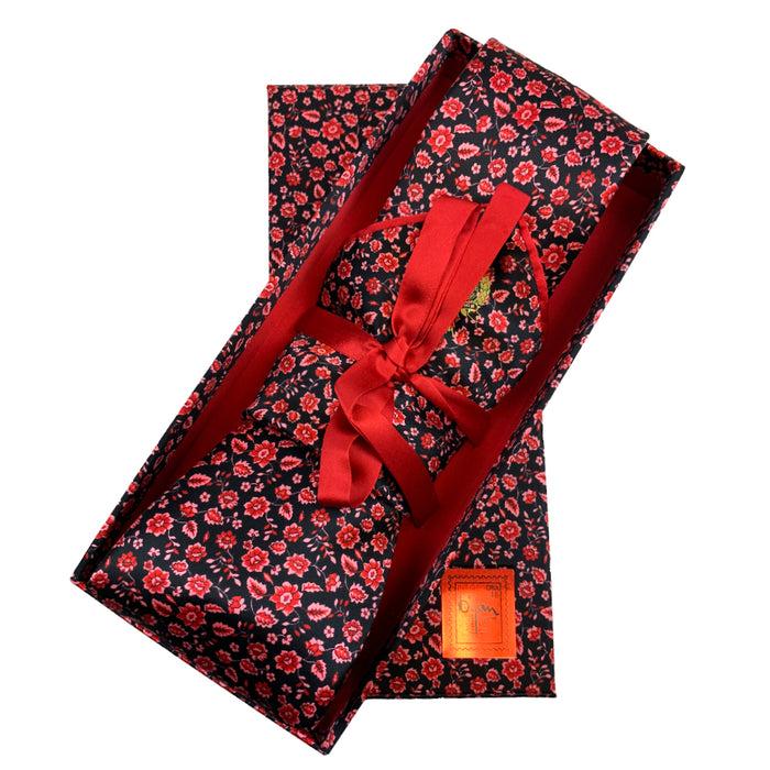 bijan Bijan Red Pure Silk Tie Set