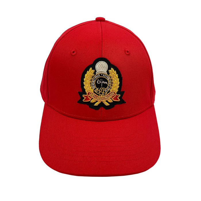 bijan Bijan Red with Gold Crest Cap
