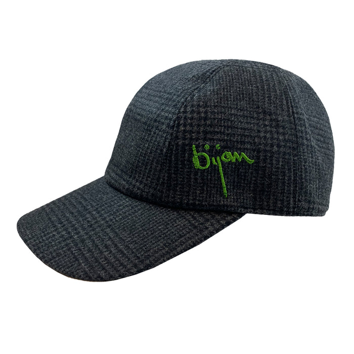 bijan Black Houndstooth Cashmere Cap