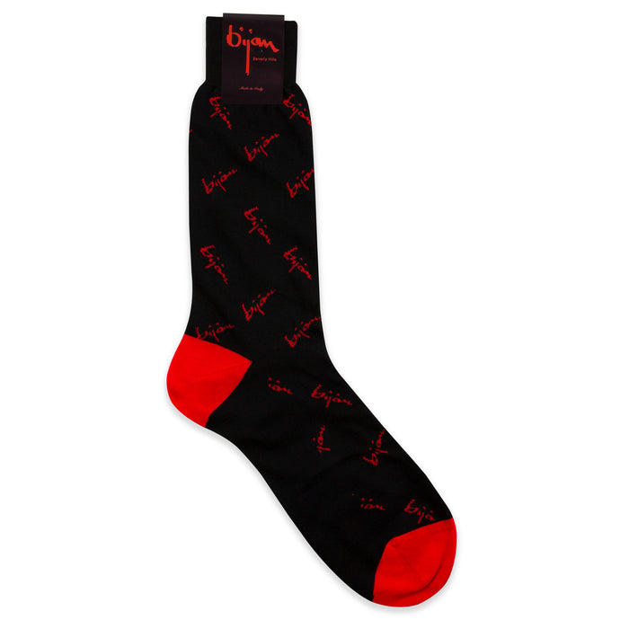 bijan Black with Bijan Red Sneaker Socks