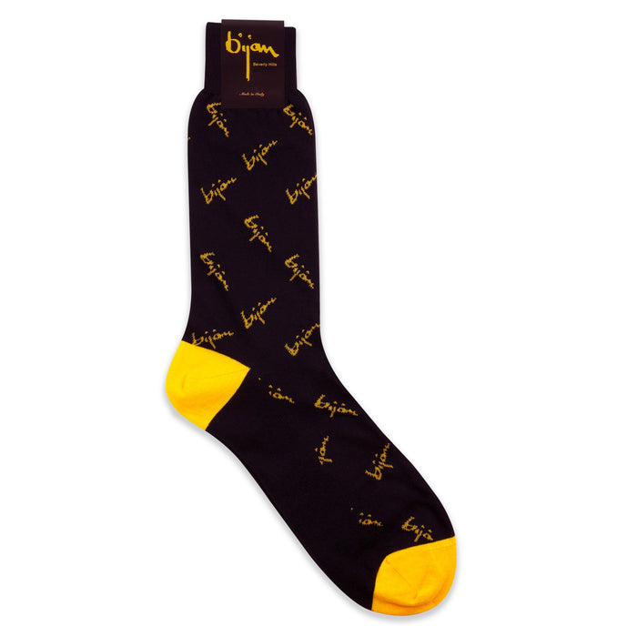 bijan Black with Bijan Yellow Sneaker Socks