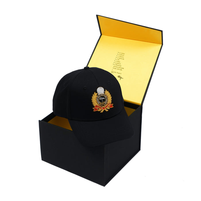 Bijan Black With Gold Crest Cap