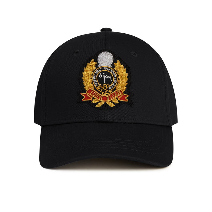 bijan Black with Gold Crest Cap