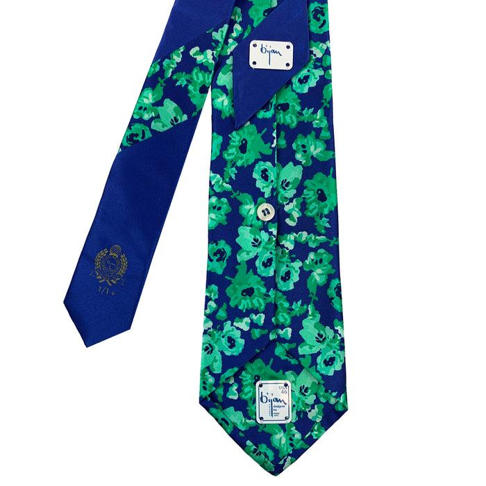 Bijan Bijan Blue And Green Floral Pure Silk Tie Set