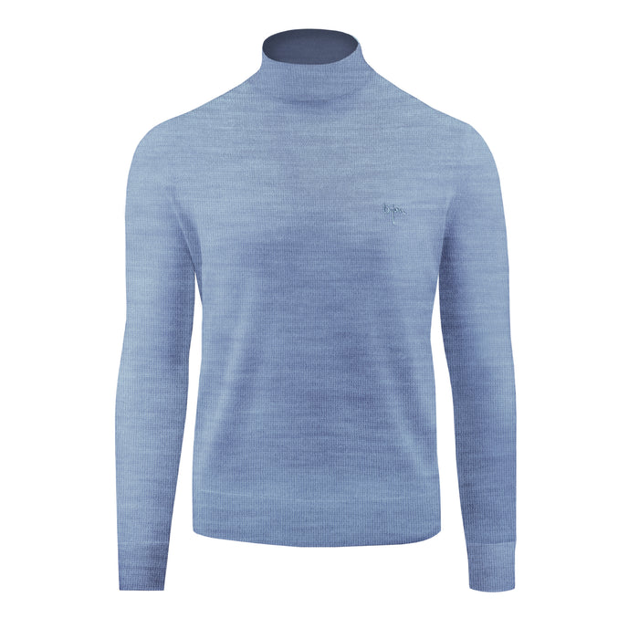 bijan Blue Cashmere and Silk Mock Neck Sweater