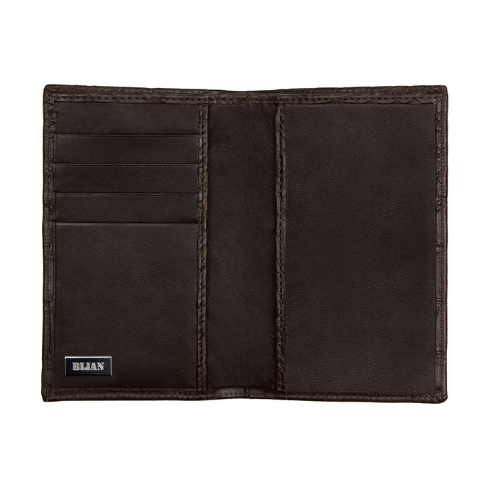 Bijan Brown Alligator Passport Holder