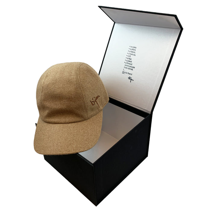 Bijan Brown Herringbone Cashmere Cap