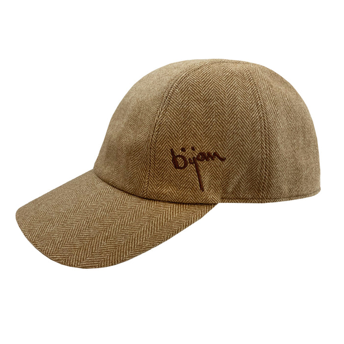 bijan Brown Herringbone Cashmere Cap