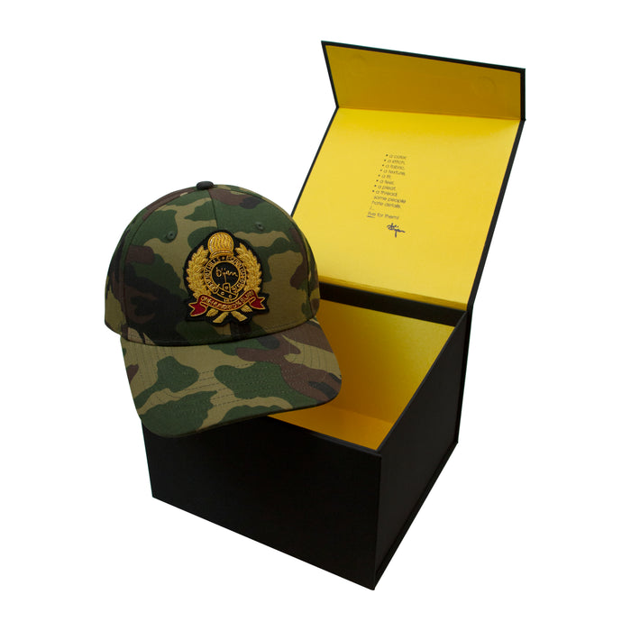 Bijan Camouflage With Gold Crest Cap
