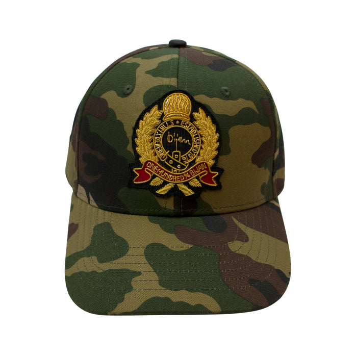 bijan Camouflage with Gold Crest Cap