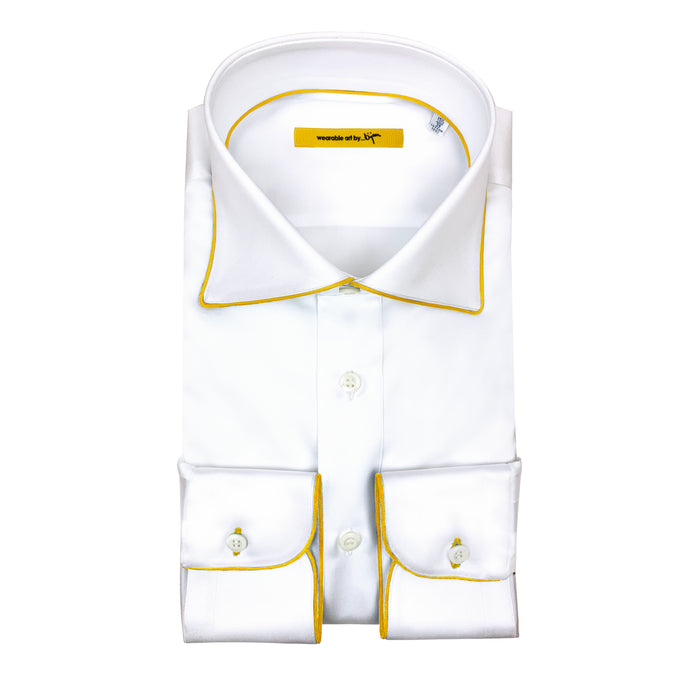 bijan Dress Shirt with Bijan Yellow Piping Detail