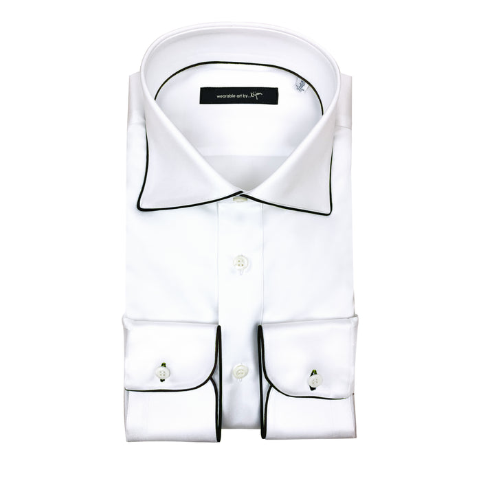 bijan Dress Shirt with Black Piping Detail
