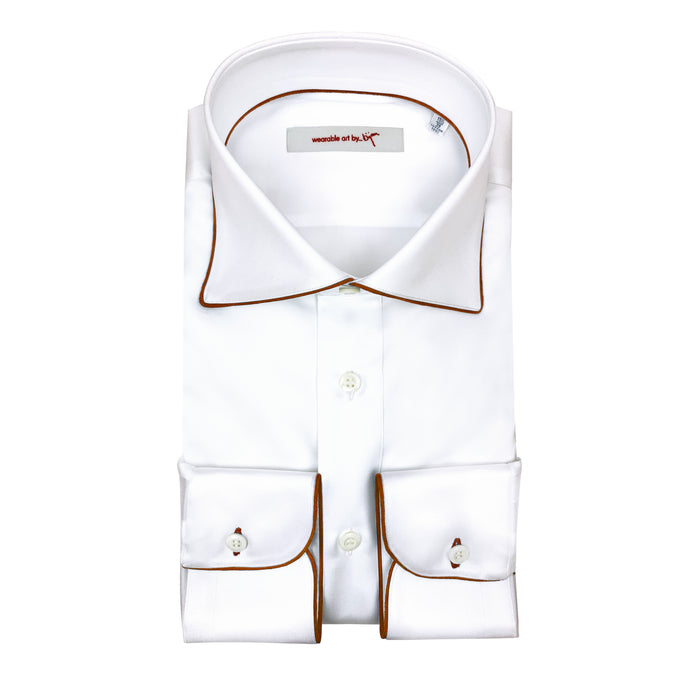 bijan Dress Shirt with Burnt Orange Piping Detail
