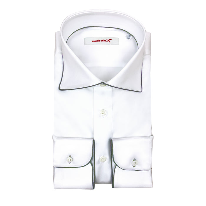bijan Dress Shirt with Grey Piping Detail