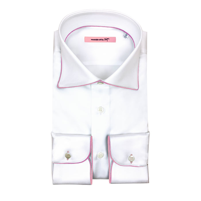 bijan Dress Shirt with Pink Piping Detail