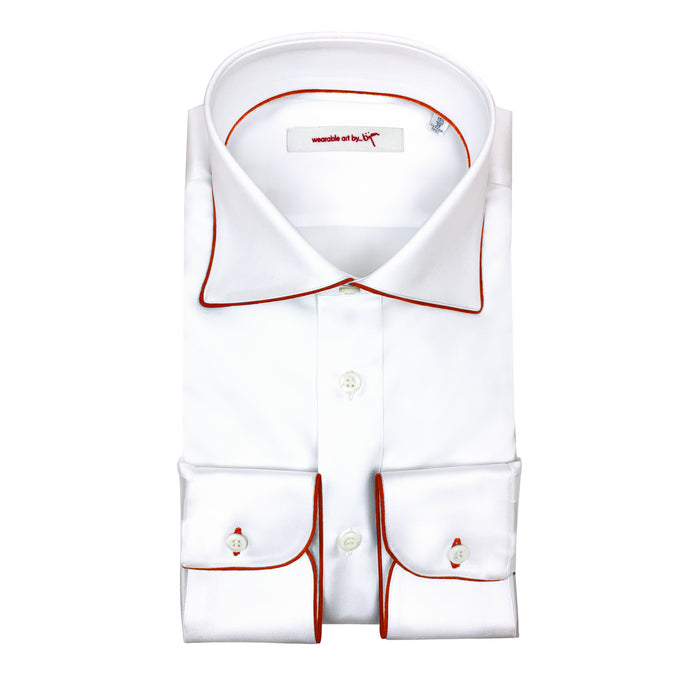 bijan Dress Shirt with Red Piping Detail