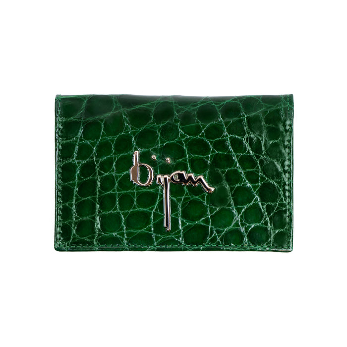 bijan Emerald Green Alligator Card Holder