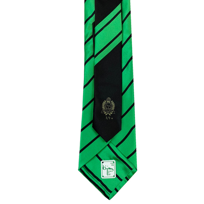 Bijan Bijan Green And Black Stripe Pure Silk Tie Set