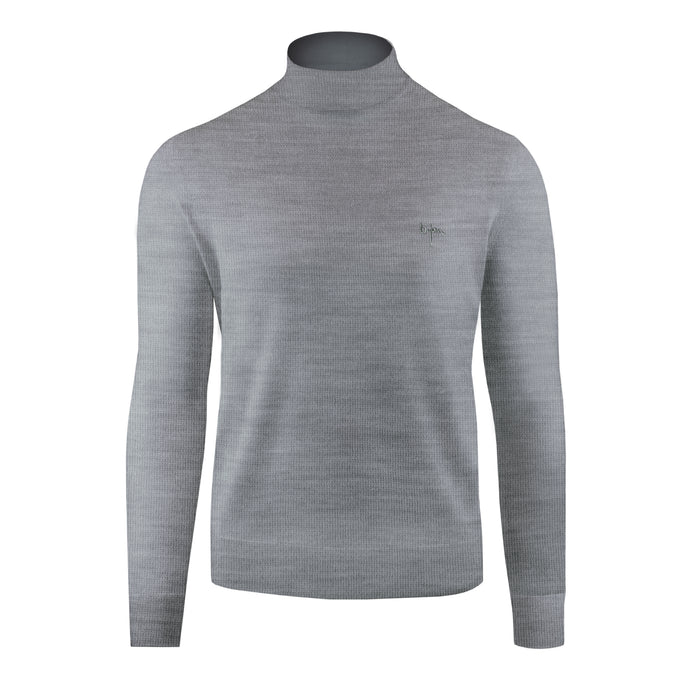 bijan Grey Cashmere and Silk Mock Neck Sweater