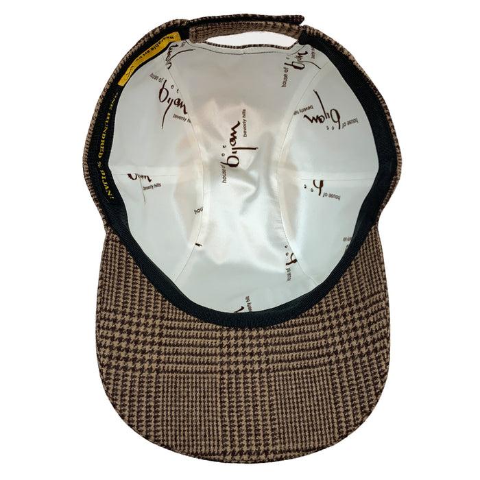 Bijan Light Brown Houndstooth Cashmere Cap