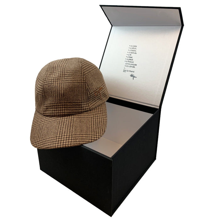 Bijan Light Brown Houndstooth Cashmere Cap