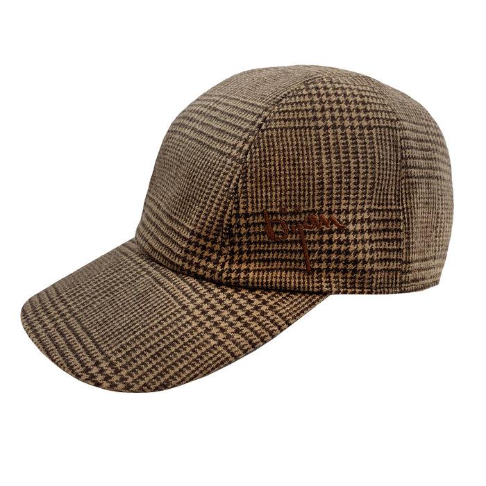 bijan Light Brown Houndstooth Cashmere Cap