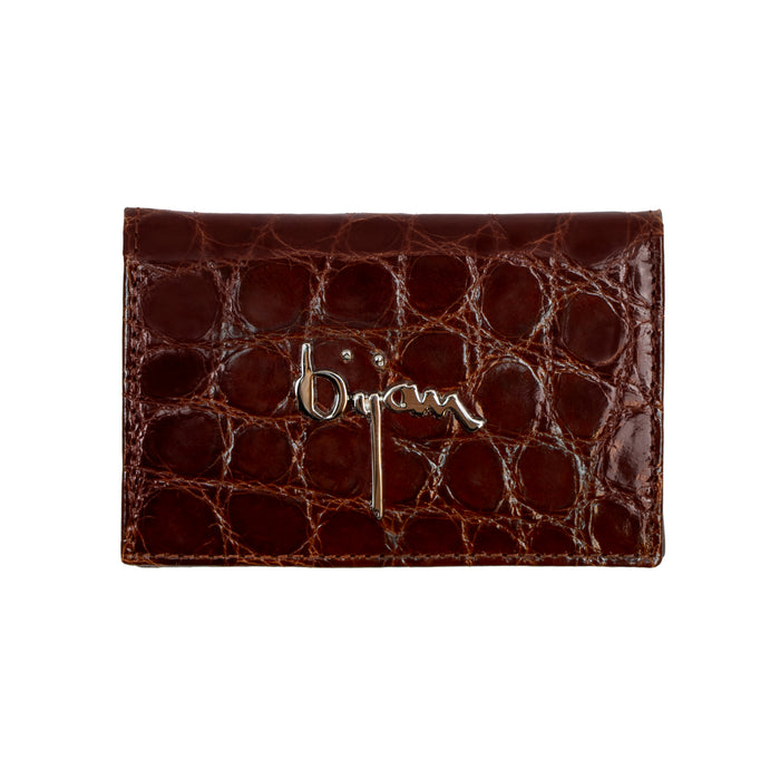 bijan Mahogany Alligator Card Holder
