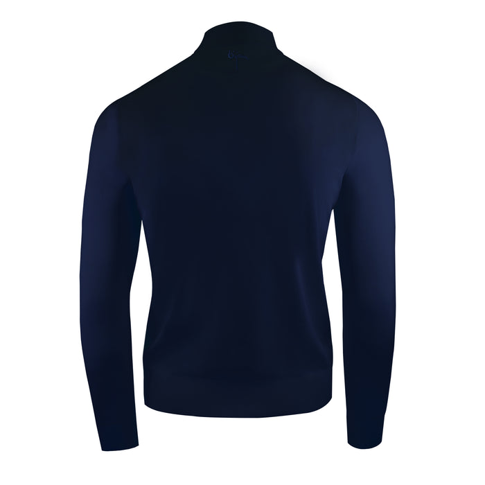 Bijan Navy Cashmere And Silk Mock Neck Sweater