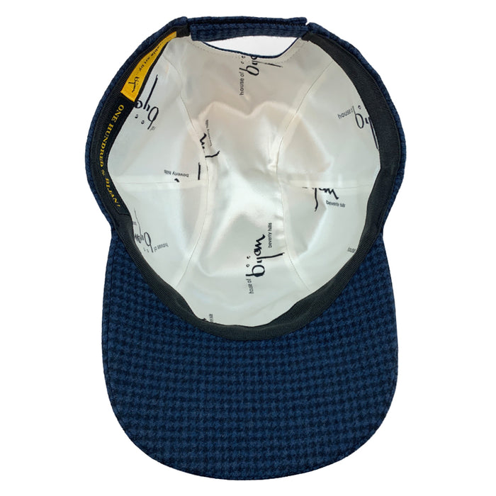 Bijan Navy Houndstooth Cashmere Cap