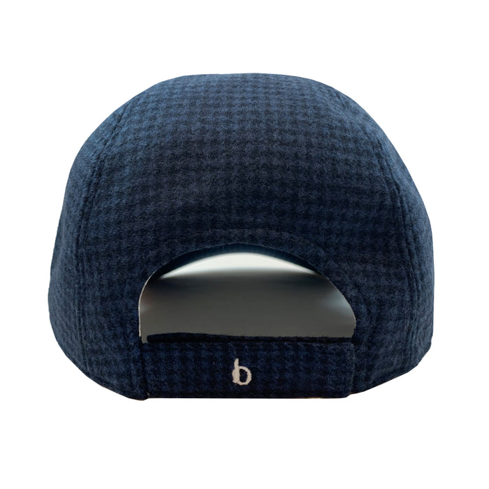 Bijan Navy Houndstooth Cashmere Cap