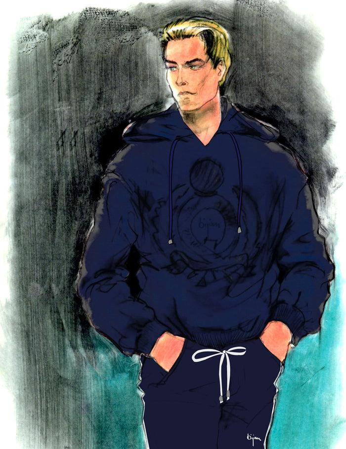 Bijan Navy Pure Cashmere Pullover Sweater