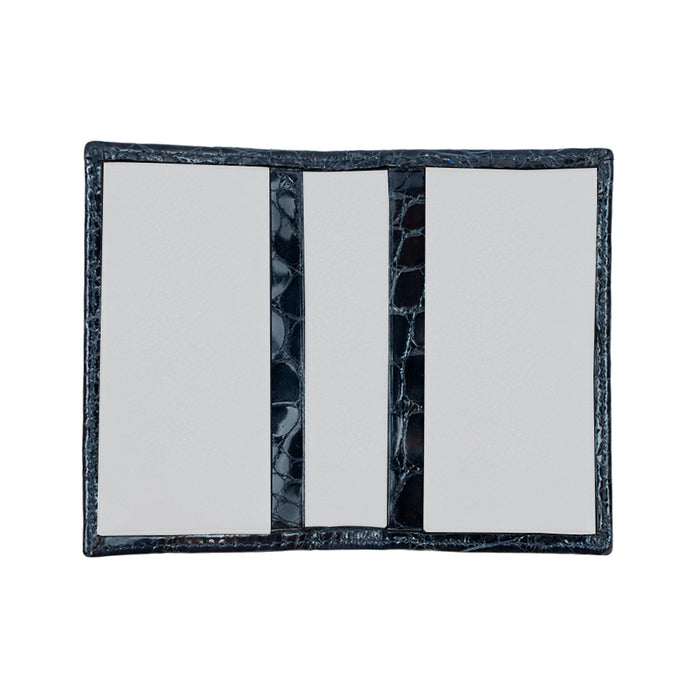 Bijan Bijan Navy With White Interior Alligator Card Holder