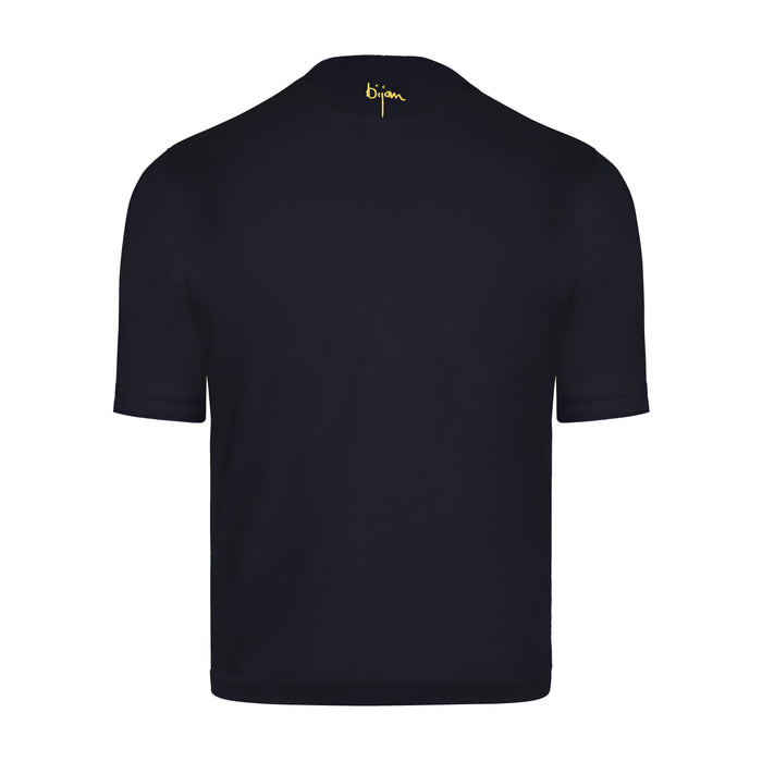 Bijan Navy With Yellow Crest Short Sleeve T-Shirt