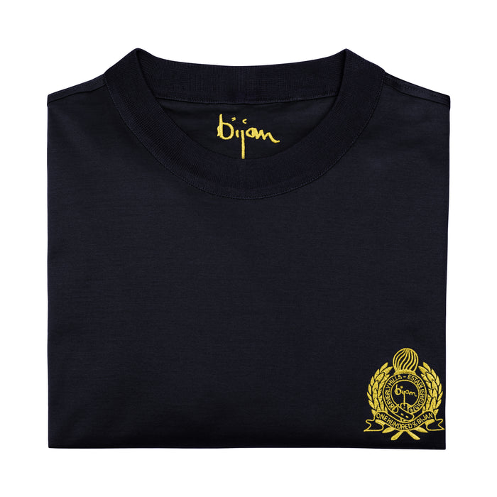 Bijan Navy With Yellow Crest Short Sleeve T-Shirt