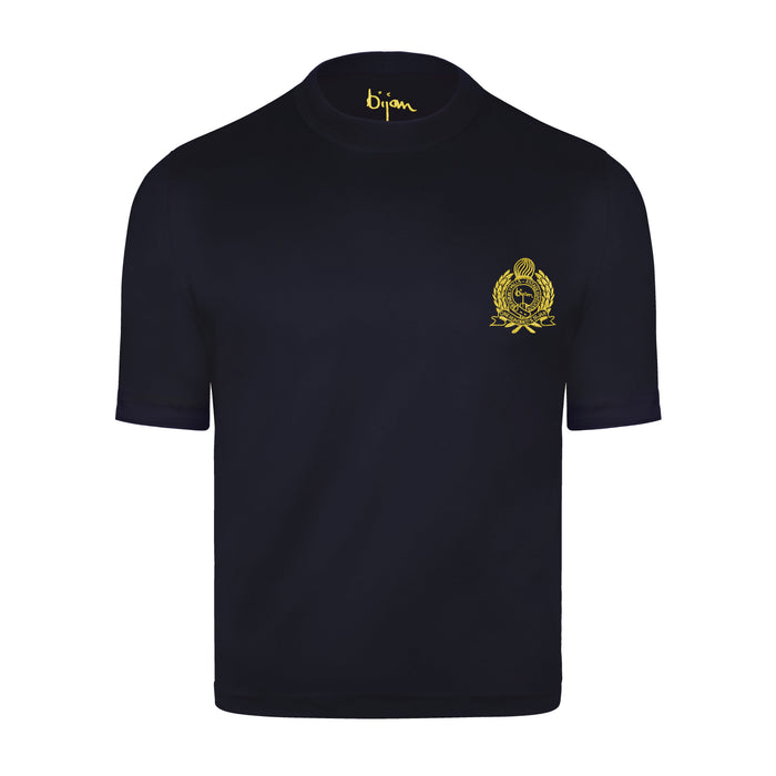bijan Navy with Yellow Crest Short Sleeve T-Shirt
