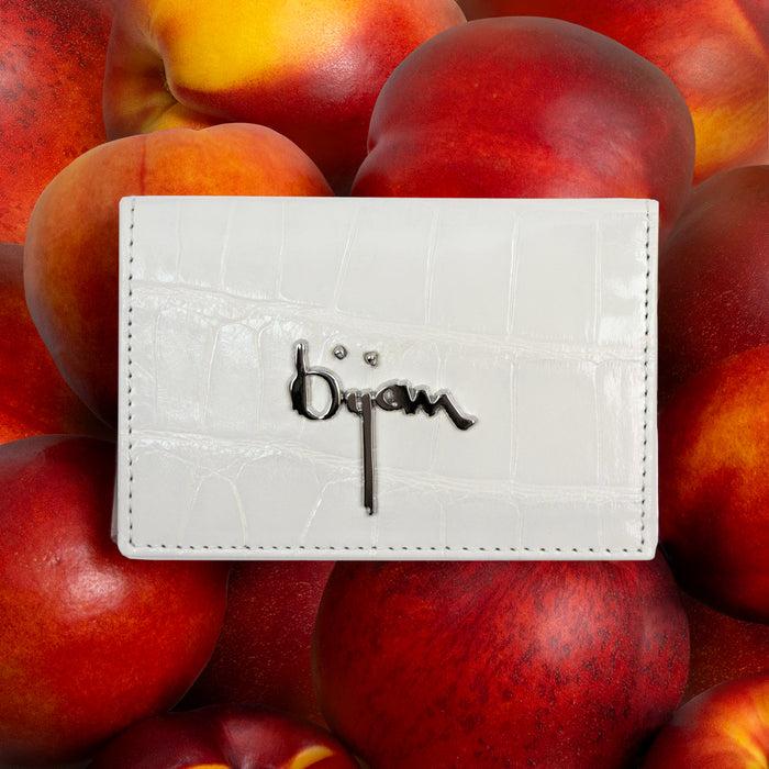 Bijan Pearl White Alligator Card Holder