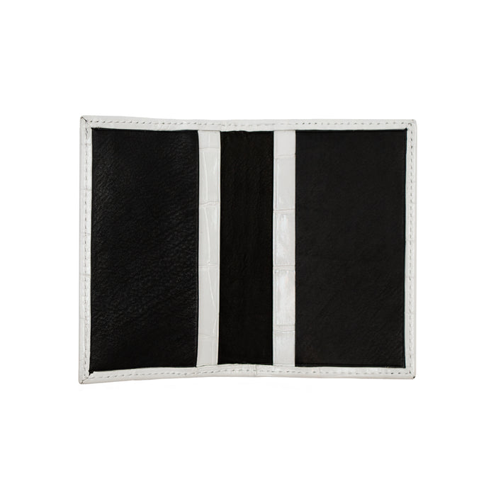 Bijan Pearl White Alligator Card Holder