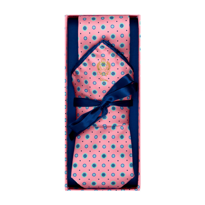 bijan Pink and Blue Pure Silk Tie Set