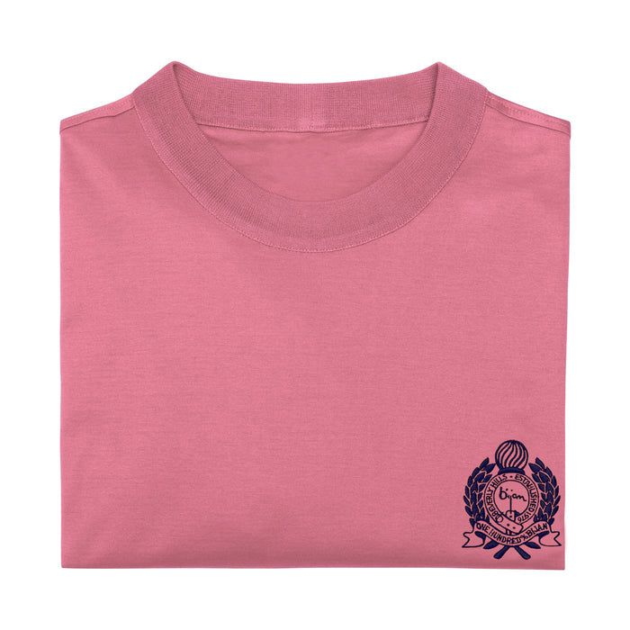 Bijan Pink With Navy Crest Short Sleeve T-Shirt