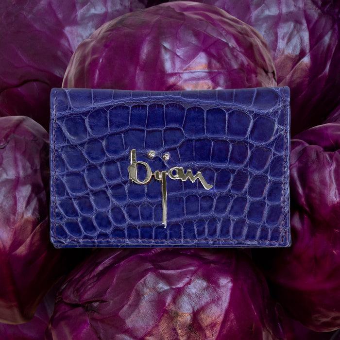 Bijan Purple Alligator Card Holder