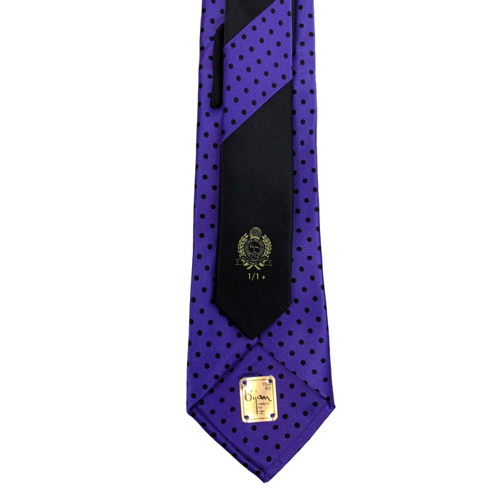 Bijan Bijan Purple And Black Polka Dot Pure Silk Tie Set